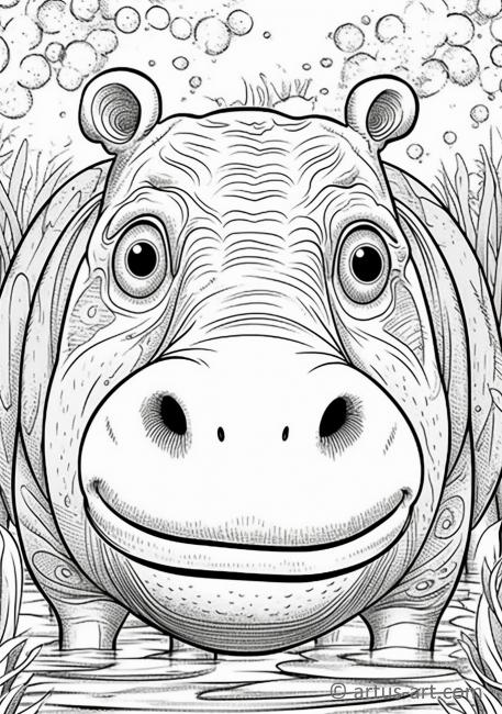 Hippopotamu Coloring Page For Kids